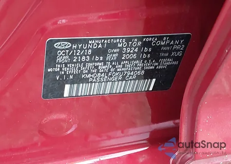 2019 Hyundai Elantra Value Edition from USA, damaged, VIN KMHD84LF0KU794068